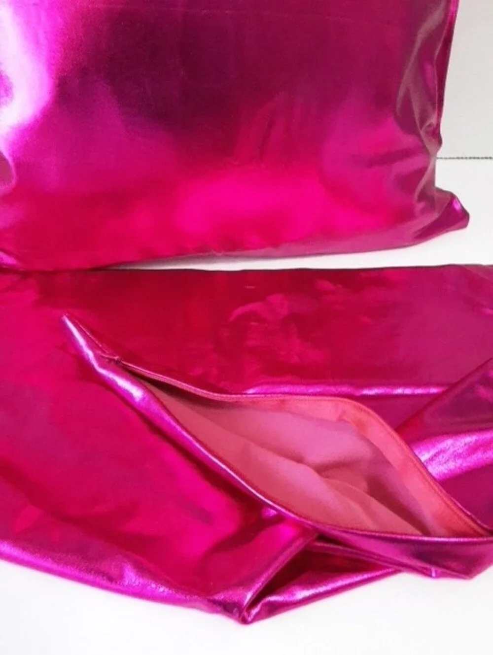 2 Metallic Hot Pink Throw Pillow Covers